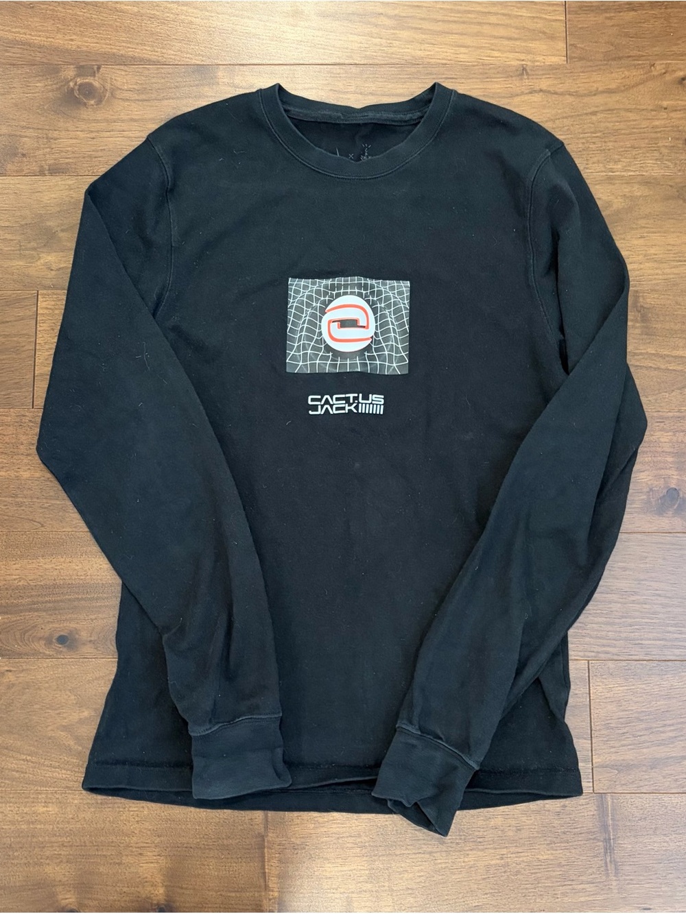 Nike/Cactus Jack Collab Black Long Sleeve Graphic Tee with Center Logo